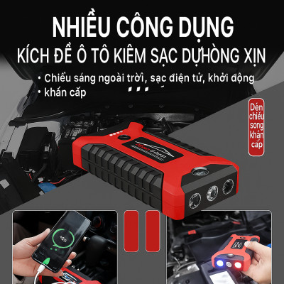 Kích Đề Nổ Ô Tô Siêu Mạnh Nhật Bản Có Đèn Pin – Hỗ Trợ Sạc Điện Thoại, Thiết Bị Cứu Hộ Không Thể Thiếu