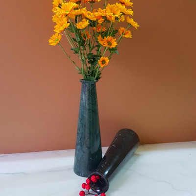 Bình hoa bằng đá tự nhiên BH29511 màu Xanh Ấn Độ độc đáo