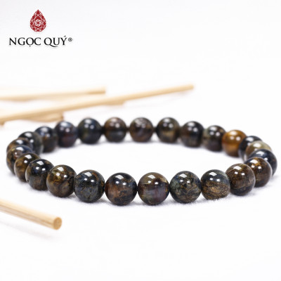 Vòng tay trơn đá giông bão mệnh thủy, mộc - Ngọc Qúy Gemstones