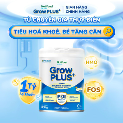 Sữa bột Nutifood Sweden GrowPLUS+ Tiêu Hóa (Xanh Nhạt) 0+ - Tiêu hóa khỏe, tăng cân (Lon 800g)