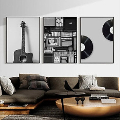 Tranh treo tường trang trí decor phòng âm nhạc 12 tranh có khung kèm đinh 3 chân
