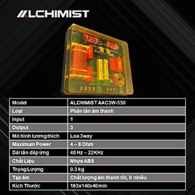 Bộ Phân 3 Way Alchimist AAC3W-550 cho Loa Ô Tô độ loa Âm Thanh Xe Hơi cao cấp