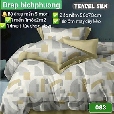Bộ Drap gối CÓ MỀN Tencel vải nhập Hàn Quốc ,đỉnh cao mát mềm mại { drap mền và 3 áo gối} 