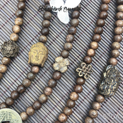 Vòng tay trầm hương 8mm 108 hạt phong thủy tự nhiên mùi hương thơm nhẹ