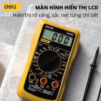 Đồng hồ vạn năng Deli chính hãng - Màn hình LED kỹ thuật số - Phạm vi đo 600V - Hàng chính hãng - DL8490