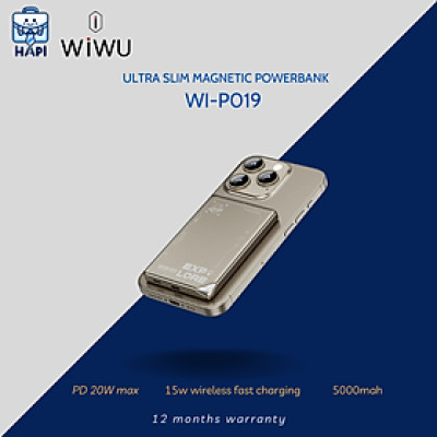 Sạc dự phòng từ tính hàng chính hãng WiWU Explore 5.000/10.000mAh, siêu mỏng, sạc không dây 15W, LED độc lạ