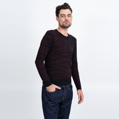 Áo len nam dài tay cổ tròn màu đen NOVELTY 180581T