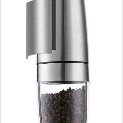 Máy xay tiêu cầm tay tự động thông minh, dùng pin, dung tích 200ml, lõi mài gốm, vỏ bằng thép không rỉ