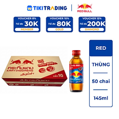 Thùng 50 chai Nước tăng lực Red Bull Red với Vitamin A+B12+C 145ml