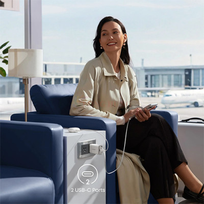 Cốc sạc Anker Nano 1C Built-in USB-C Cable Fast Charger 35W A2658 - Hàng chính hãng