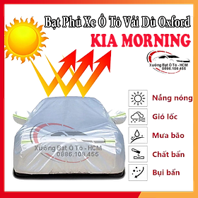 [KIA MORNING] Bạt Phủ Ô Tô Vải Dù Oxford, Tráng Nhôm Cao Cấp, Áo Trùm Bảo Vệ Xe KIA MORNING, Bạc Phủ Trùm Chống Nóng Chống Mưa, Chống Xước Xe, Bạt Của Xưởng Được May Theo Kích Cỡ Xe, Cam Kết Vừa Xe, Bền Và Đẹp Tới 2 Năm