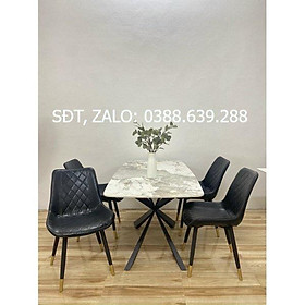 Bộ bàn chân chéo 4 ghế  loft trám nhập khẩu