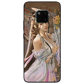 Ốp lưng in cho Huawei Mate 20 Pro Mẫu Cô Gái Cầm Quạt