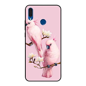 Ốp Lưng in cho Huawei Y9 2019 Mẫu Chim Vẹt Nền Hồng - Hàng Chính Hãng
