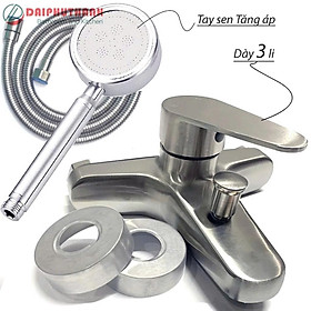 Bộ Vòi Sen Tắm Nóng Lạnh KZ-SV02TD Inox SUS304 - Đủ bộ gồm củ sen, tay sen, dây và gác sen,..
