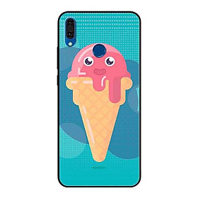 Ốp Lưng in cho Huawei Y9 2019 Mẫu Kem Mặt Cười Nền Hồng - Hàng Chính Hãng