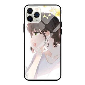 Ốp lưng kính cường lực cho iPhone 11 Pro Nền Cô Gái Mắt Xanh - Hàng Chính Hãng