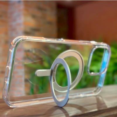 Ốp lưng cho iPhone 17 Pro Max / 17 Pro / 17 Air / 17 / 16 Pro Max - 16 Pro - 16 Plus - 16 hiệu WI WU MCC-201 nhựa cứng trong viền dẻo + vòng nam châm kiêm giá đỡ - Hàng chính hãng