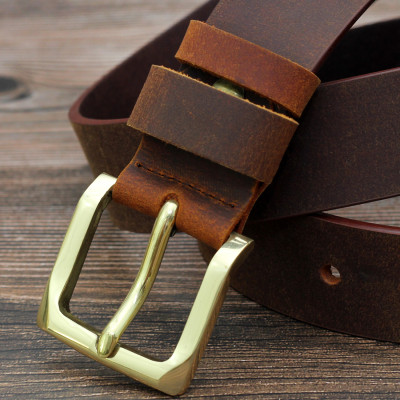 Thắt lưng nam da bò sáp khóa đồng  AT Leather S4K-03