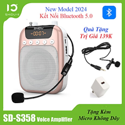 Tặng Kèm Micro Không Dây Trị Giá 139K - Loa Trợ Giảng Có Dây Shidu SD-S358 Công Suất Loa 10W Kết Nối Bluetooth,FM, Dung Lượng Pin 2500mAh Sử Dụng Lên Tới 15h. SHIDU S358 10W Wireless Mini Amplifier Meeting Guide Headset Micro Wireless - Hàng Chính Hãng