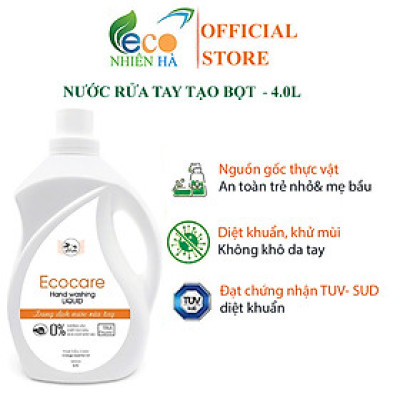 Nước rửa tay ECOCARE 4L tinh dầu thiên nhiên hữu cơ, nước rửa tay tạo bọt, không khô da tay
