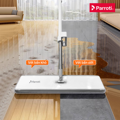 Cây Lau Nhà Tự Vắt, Bàn Lau Xoay 360 Độ, Có Tích Hợp Gạt Nước, Cây Lau Trợ Lực Parroti Magic - MG03