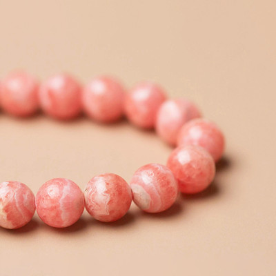 Vòng tay đá Rhodochrosite phối charm hoa mệnh hỏa, thổ - Ngọc Quý Gemstones