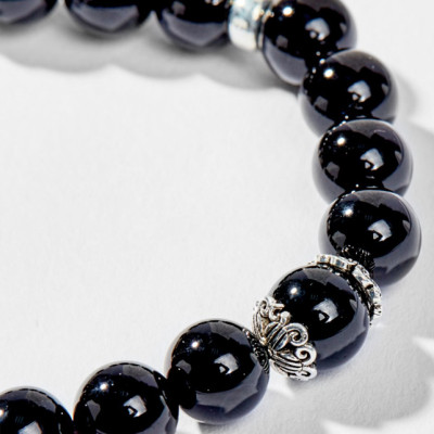 Vòng Tay Phong Thủy Đá Obsidian Phối Charm Cung Hoàng Đạo Song Tử (8mm) Mệnh Thủy, Mộc Ngọc Quý Gemstones