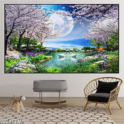 Tranh treo treo tường, tranh phong cảnh tráng gương cao cấp bảo hành 10 năm