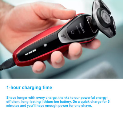 Máy cạo râu khô và ướt 2 trong 1 series 5000 cao cấp Philips S5390/12, điện áp sạc AC100 V-240V 50/60 Hz, tích hợp sạc nhanh, đầu tỉa mai tiện lợi - Hàng chính hãng