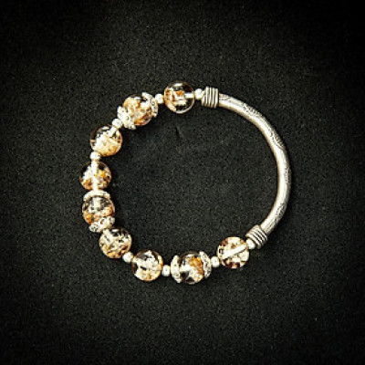 Vòng phong thủy Thạch anh ưu linh cảnh nâu vàng thiên nhiên VT086