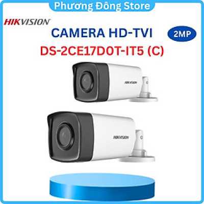 Camera Hikvision HD-TVI 4 trong 1 DS-2CE17D0T-IT5 ( C ), Phân giải 2MP, Hồng ngoại đến 80m, Tích hợp Micro - Hàng chính hãng