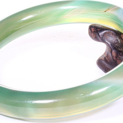 Vòng tay đá mã não xanh bản tròn lớn ni 56 mệnh hoả, mộc - Ngọc Quý Gemstones