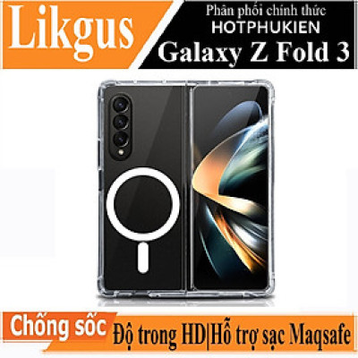 Ốp lưng Maqsafe cho Samsung Galaxy Z Fold 3 hiệu Likgus Maqsafe Magetic Case chống sốc trong suốt hỗ trợ sạc Maqsafe  siêu mỏng 1.5mm, độ trong tuyệt đối, chống trầy xước, chống ố vàng, tản nhiệt tốt - hàng nhập khẩu