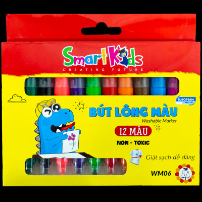 BÚT LÔNG MÀU 2 ĐẦU RỬA ĐƯỢC - SMART KIDS WM06 (12 màu/hộp)