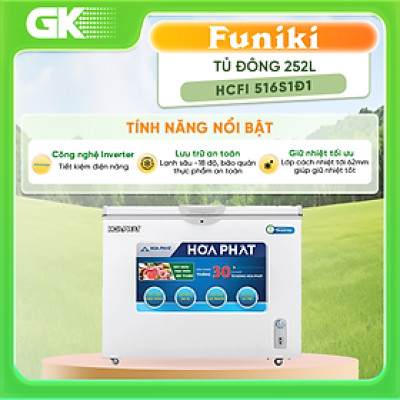 Tủ đông Hòa Phát Inverter 252 lít HCFI 516S1Đ1 - Hàng Chính Hãng