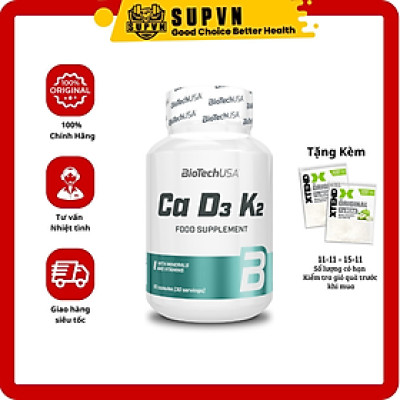 Biotech USA Ca D3 K2 (90 Viên) - Bổ Sung Canxi, Vitamin D3 K2