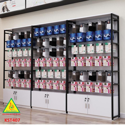 Kệ trưng bày sản phẩm, hàng hóa , kệ trang trí khung sắt mặt gỗ KST407 - Nội thất lắp ráp Viễn Đông Adv