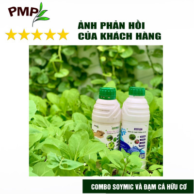 Combo bộ phân bón hữu cơ PMP trồng cà chua bạch tuộc - Phân cải tạo đất Fermic - Super Probio - Soymic V – Đạm Cá - Bã Mía