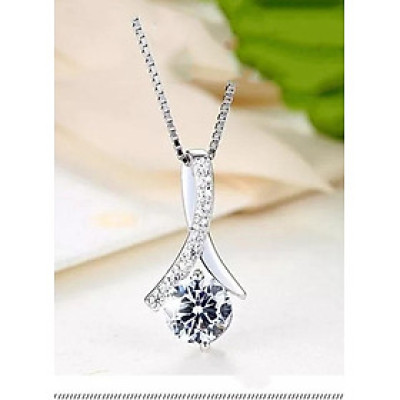 Bộ dây chuyền liền mặt trang sức bạc Ý S925 Bạc xinh Huệ Ngân - Giọt sương PP1712