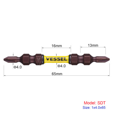 Bộ 02 cái mũi vặn vít thắt eo SDT, chuôi lục giác H = 6,35mm Vessel (Nhật Bản)