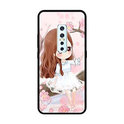 Ốp Lưng in cho Vivo V17 Pro Mẫu Nàng Chibi Nền Hồng - Hàng Chính Hãng