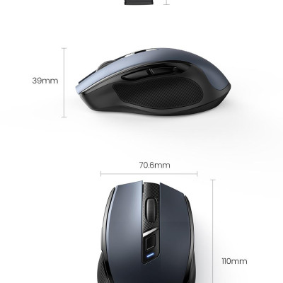 Ugreen UG15508MU006TK 4000DPI 6 nút điều chỉnh kiểu dáng Công thái học Màu Xanh Chuột bluetooth + 2.4ghz không dây Không kèm Pin AA - HÀNG CHÍNH HÃNG