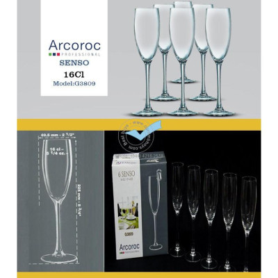 Bộ ly vang thủy tinh cao cấp 6 chi tiết Arcoroc Senso, thương hiệu Pháp G3809