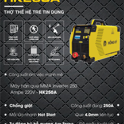 Máy hàn que MMA Hồng Ký Master 250 Ampe 220V - HK250A