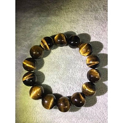 CHIẾC VÒNG ĐÁ MẮT HỔ VÀNG NÂU ĐẬM 14LY NAM MỆNH KIM MỆNH THỔ ĐÁ THIÊN NHIÊN