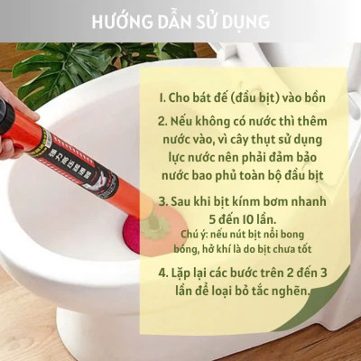 Dụng cụ thông tắc bồn cầu, cống bằng khi nén áp lực siêu mạnh