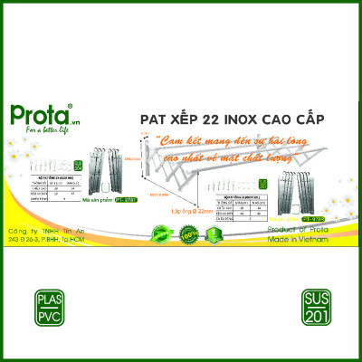 [CHÍNH HÃNG] Pat xếp gắn tường 22mm inox cao cấp (không bao gồm ống inox) - Bào hành 12 tháng