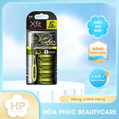 Dao Cạo Râu 5 Lưỡi Kép Kai Razor 3D Head Xfit (Set 1 cây Và 4 Lưỡi Thay Thế)