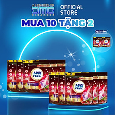 Combo 10 túi viên giặt Maxpure hương Đắm Say  tặng 1 túi viên giặt hương Đắm Say